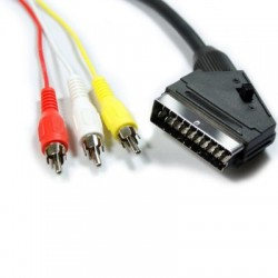 SCART IN/OUT WITH SWITCH 21PIN CABLE TO 3 Χ RCA [1 Χ VIDEO & 2 Χ AUDIO] 1,5m (HQB-024)