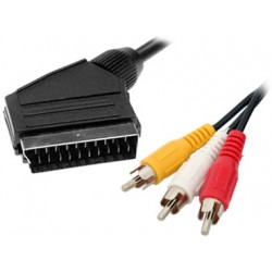 SCART CABLE 1.5m TO 3 x RCA [2 X AUDIO & 1 X VIDEO]