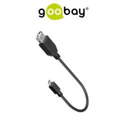 USB A 2.0 FEMALE TO MICRO USB B MALE BLACK CABLE 0.2m 95194 95193