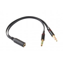 Headset Adapter Stereo 0.20m Jack 3.5 3pin Female To 2 X 3.5 3pin Male Nikel CAB-J028 Headset Adapter Stereo 0.20m Jack 3.5 3pin Female To 2 X 3.5 3pin Male Nikel CAB-J028
