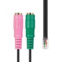 POWERTECH CAB-J037 TELEPHONE SET CABLE 0.3m BLACK RJ10 TO 2 X JACK 3.5 ΚΑΛΩΔΙΟ ΤΗΛΕΦΩΝΙΚΗΣ ΣΥΣΚΕΥΗΣ 4P4C 