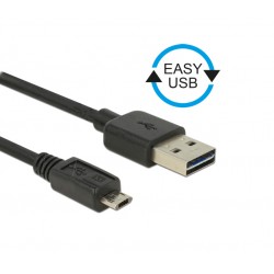 USB A 2.0 CABLE MALE TO MICRO USB B MALE CABLE BLACK 2m DOUBLE DUAL EASY USB CAB-U062