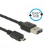 USB A 2.0 CABLE MALE TO MICRO USB B MALE CABLE BLACK 2m DOUBLE DUAL EASY USB CAB-U062
