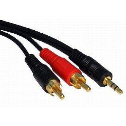 JACK MALE 3.5 TO 2 X RCA MALE CABLE GOLD 1.5m FTT16-009 18116