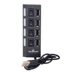 USB A 2.0 Hub Adaptor 4 X USB Port On-Off Black Αντάπτορας Σύνδεσης Τετραπλός Μαύρος QL1-J3 PT-112 12053 1218
