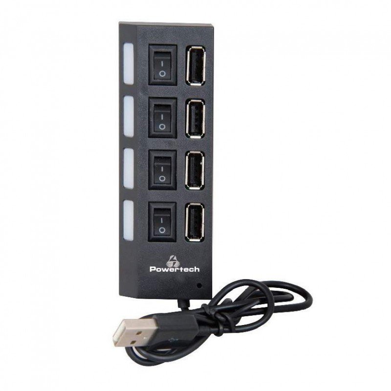 USB A 2.0 Hub Adaptor 4 X USB Port On-Off Black Αντάπτορας Σύνδεσης Τετραπλός Μαύρος QL1-J3 PT-112 12053 1218