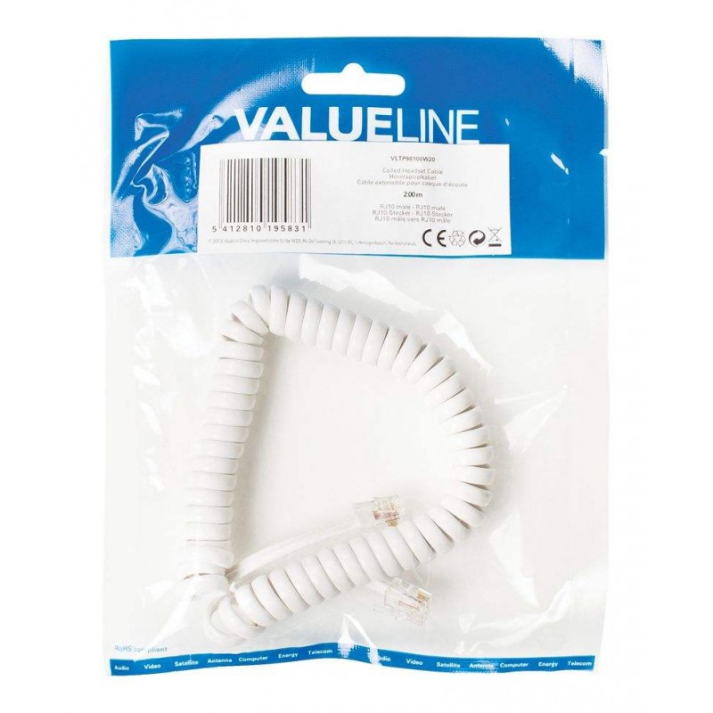 TELEPHONE SET CABLE RJ10 2m WHITE SPIRAL ΚΑΛΩΔΙΟ ΤΗΛΕΦΩΝΙΚΗΣ ΣΥΣΚΕΥΗΣ VLTP90100W20
