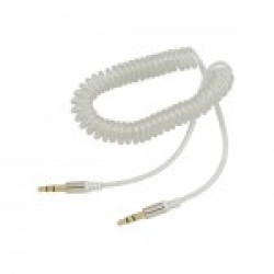 QH1-B4 JACK 3.5 MALE TO JACK 3.5 MALE 1.5m AUX AUDIO SOUND CABLE GOLD STEREO EXPANDABLE SPIRAL SILVER-TRANSPARENT ΚΑΛΩΔΙΟ ΗΧΟΥ ΣΠΙΡΑΛ G306