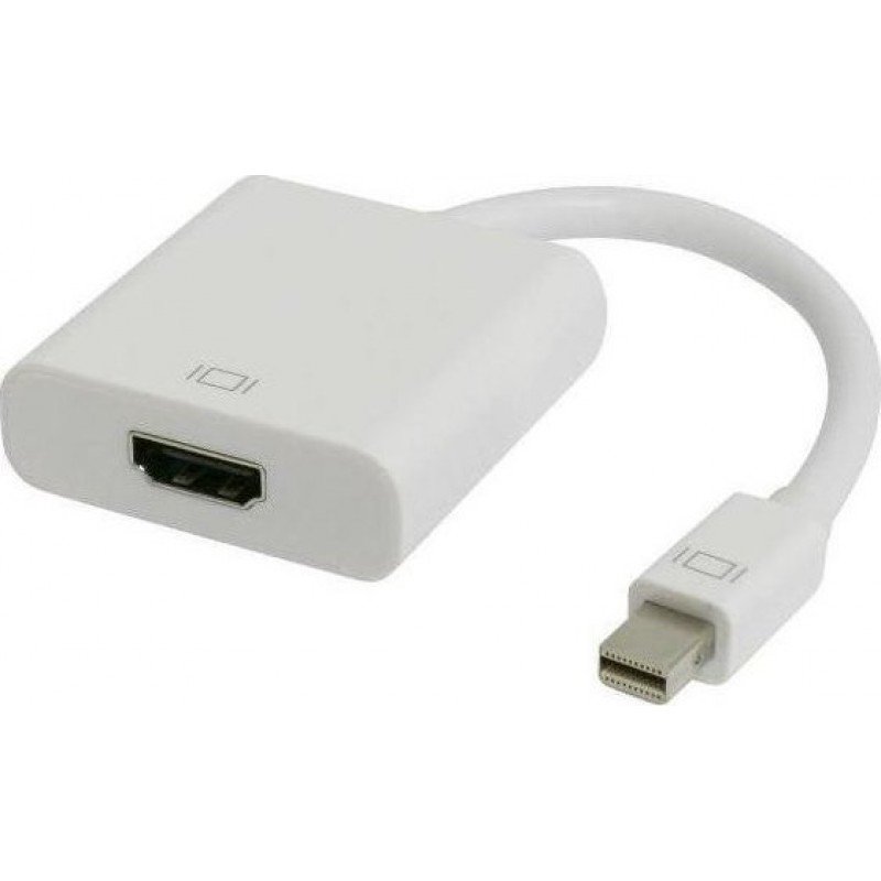 Display Port Mini Male To HDMI 1.4V Female Cable 0.2m White Μετατροπέας Εικόνας Powertech CAB-DP036