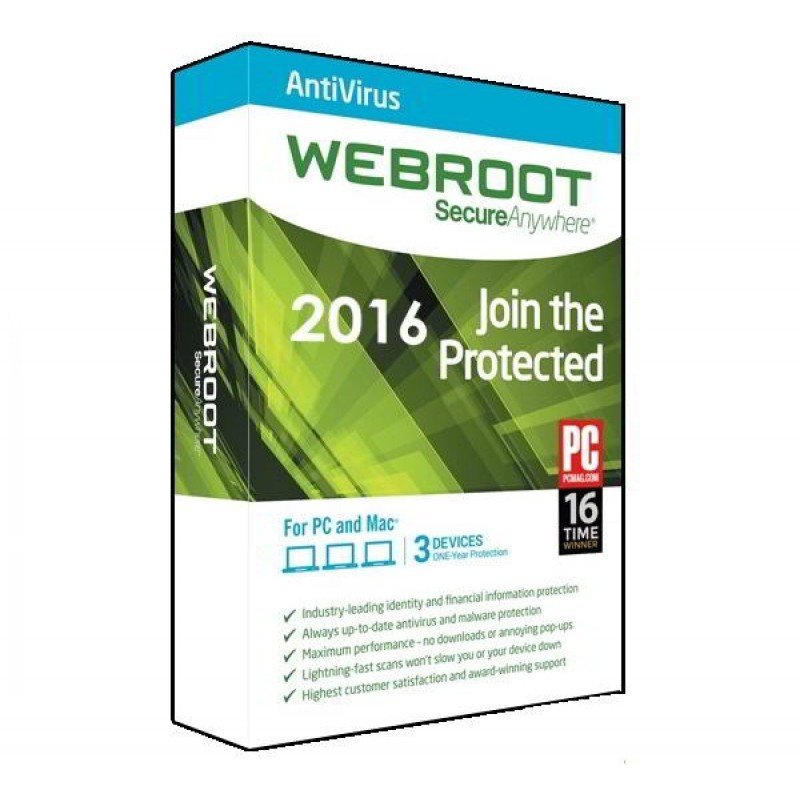 WEBROOT SECURE ANYWHERE ANTIVIRUS 2016 (3 ΑΔΕΙΕΣ/1 ΧΡΟΝΟΣ) WEBROOT SECURE ANYWHERE ANTIVIRUS 2016 (3 ΑΔΕΙΕΣ/1 ΧΡΟΝΟΣ)