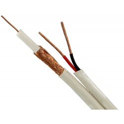 ANTENA CCTV COAXIAL CABLE + 2 X 0.50 ΡΕΥΜΑ 1m WHITE ΚΑΛΩΔΙΟ ΚΕΡΑΙΑΣ ΟΜΟΑΞΟΝΙΚΟ ΛΕΥΚΟ ΚΟΥΛΟΥΡΑ RG59 + POWER FTT7-001 