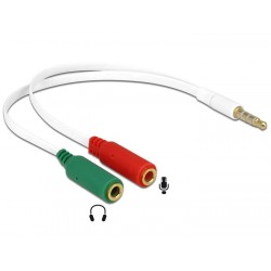 Headset Adapter Stereo 0.20m Jack 3.5 4pin Male To 2 X 3.5 3pin Female Gold Powertech CAB-J050 Headset Adapter Stereo 0.20m Jack 3.5 4pin Male To 2 X 3.5 3pin Female Gold Powertech CAB-J050