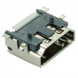 Hdmi A Type 1 19pins Metallic Connector Female Silver 90 Adaptor CON-H002 Βύσμα Πλακέτας
