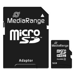 MediaRange MR958 Micro SD Card 16Gb Memory & Adapter SD Class 10
