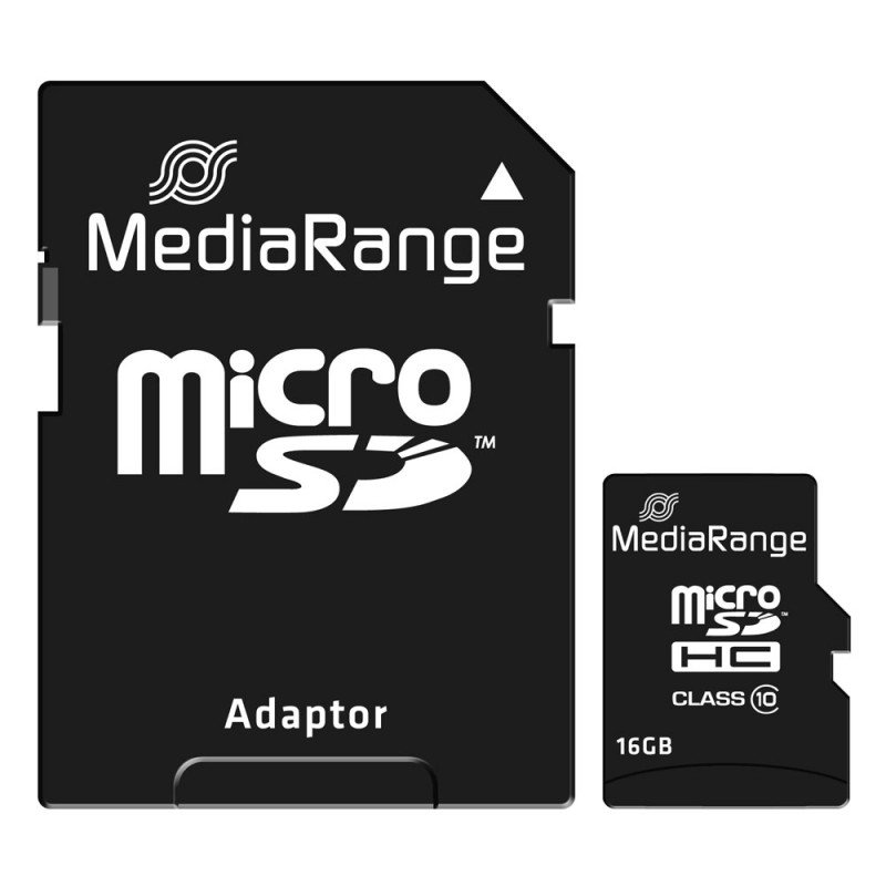 MediaRange MR958 Micro SD Card 16Gb Memory & Adapter SD Class 10
