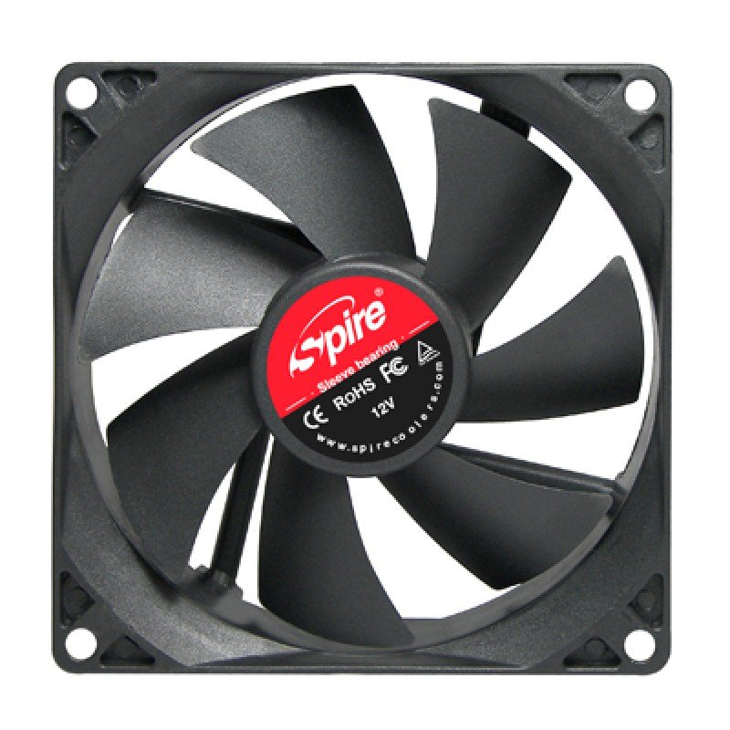 COOLER FAN BLACK 90x90x25mm SPIRE SP09025S1L4 SLEEVE BEARING 12V (PC) COOLER FAN BLACK 90x90x25mm SPIRE SP09025S1L4 SLEEVE BEARING 12V (PC)