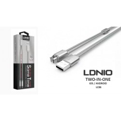 LDNIO LC86 USB 2.0 GEMINI FLAT MAGNET LIGHTNING CABLE & MICRO USB CHARGER/DATA SILVER 1m iPHONE 5/5s/5c/6/6plus & iPAD4/5/air/mini CHARGING CABLE & DATA TRANSFER IOS 14388 LDNIO LC86 USB 2.0 GEMINI FLAT MAGNET LIGHTNING CABLE & MICRO USB CHARGER/DATA SILVER 1m iPHONE 5/5s/5c/6/6plus & iPAD4/5/air/mini CHARGING CABLE & DATA TRANSFER IOS 14388
