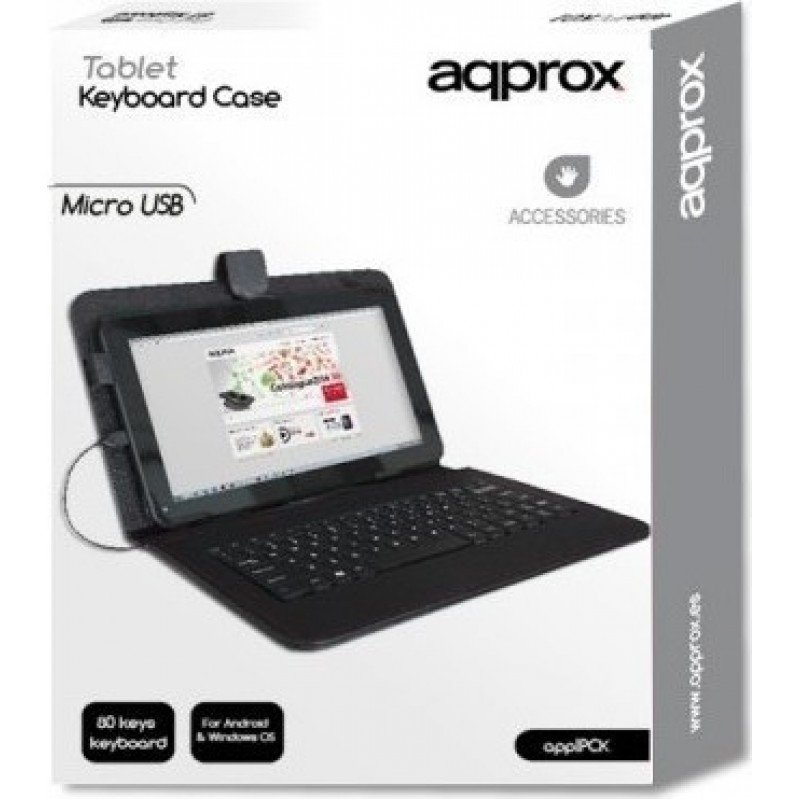 APPROX AP-PCK05 KEYBOARD GREEK & CARRY CASE BLACK TABLET 9.7-10.1 ΠΛΗΚΤΡΟΛΟΓΙΟ ΒΑΣΗ & ΔΕΡΜΑΤΙΝΗ ΘΗΚΗ