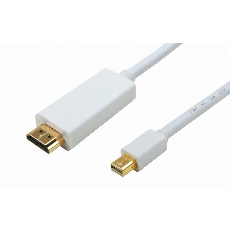 POWERTECH CAB-DP012 DISPLAY PORT MINI MALE TO HDMI 1.4V MALE GOLD 3m WHITE CABLE