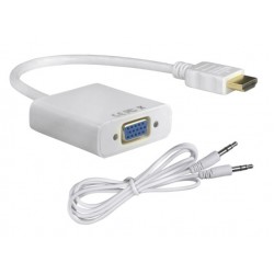  HDMI 1.4 19pin CONVERTER ADAPTER TO VGA M/F GOLD WITH AUDIO CAB-H072 WHITE