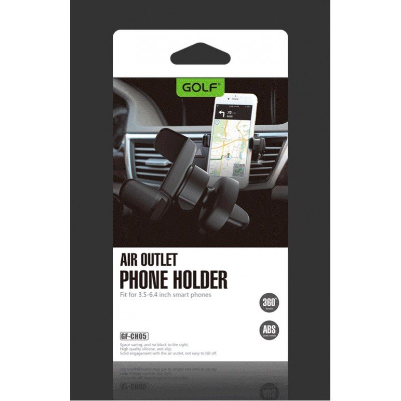 Βάση Αυτοκινήτου Αεραγωγού Μαύρη Air Vent Phone Car Holder 360 Rotation Universal Black Golf GF-CH05 Βάση Αυτοκινήτου Αεραγωγού Μαύρη Air Vent Phone Car Holder 360 Rotation Universal Black Golf GF-CH05
