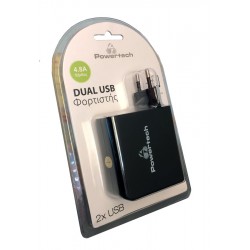 Τροφοδοτικό Κινητών Τηλεφώνων Charger Power Adaptor 2 X USB 5V 2.4A Black PT-504 Τροφοδοτικό Κινητών Τηλεφώνων Charger Power Adaptor 2 X USB 5V 2.4A Black PT-504