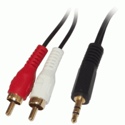 JACK MALE 3.5 TO 2 X RCA MALE SOUND CABLE GOLD 3m 18074 JACK MALE 3.5 TO 2 X RCA MALE SOUND CABLE GOLD 3m 18074