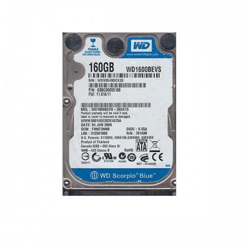 160Gb HARD DISK DRIVE SΑΤΑ 2,5 WESTERN DIGITAL SCORPIO WD1600BEVS BUDT ΕΣΩΤΕΡΙΚΟΣ ΣΚΛΗΡΟΣ ΔΙΣΚΟΣ USED