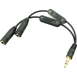 Jack 3.5 Male Stereo To 2 X Jack 3.5 Female Stereo Splitter Sound Cable 0.20m & Volume Control Διαχωριστής Στερεοφωνικού Καλωδίου CAB-J030
