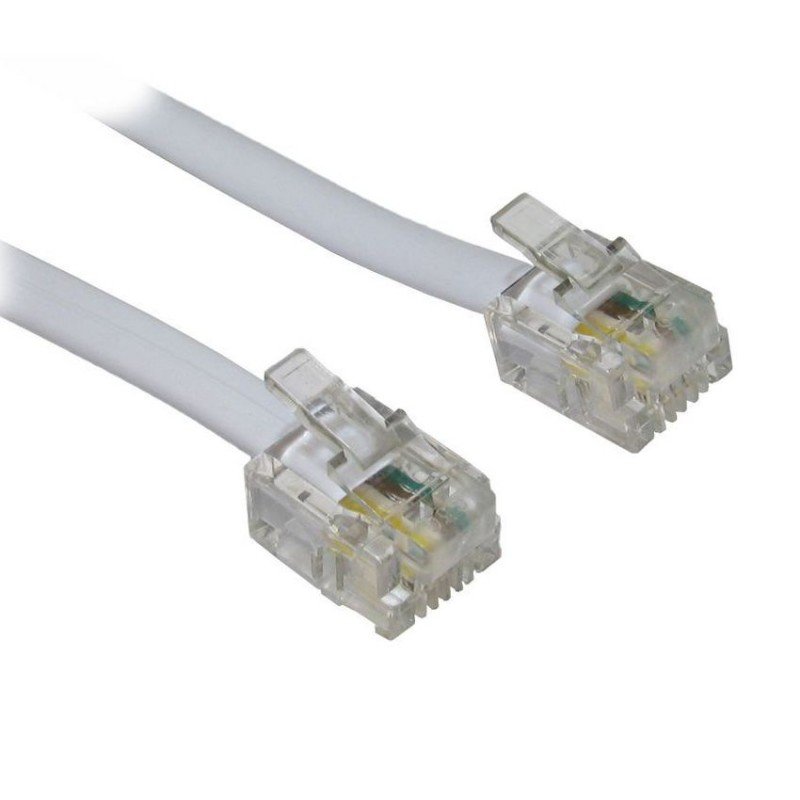 Καλώδιο Τηλεφώνου RJ11 Λευκό Telephone Cable 2m White 6P4C CAB-T0102 VLTP90200W20