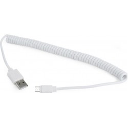 USB A 2.0 To USB Micro M-M Cable 1.8m Spiral White Καλώδιο Φόρτισης Cablexpert CC-MUSB2C-AMBM-6-W USB A 2.0 To USB Micro M-M Cable 1.8m Spiral White Καλώδιο Φόρτισης Cablexpert CC-MUSB2C-AMBM-6-W