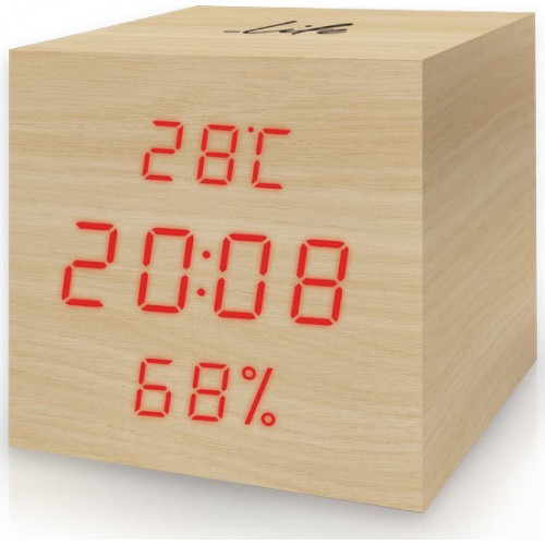 Θερμόμετρο Υγρόμετρο Ρολόι Ημερολόγιο Life WES-105 Cube Wooden Thermometer Hygrometer Clock Calendar Θερμόμετρο Υγρόμετρο Ρολόι Ημερολόγιο Life WES-105 Cube Wooden Thermometer Hygrometer Clock Calendar