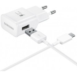 Samsung EP-TA20EWE Original AC 1 X USB 5V 2Am Power Supply Charger White Fast Charging Αυθεντικό Τροφοδοτικό Λευκό & Καλώδιο EP-DW700CWE Type c