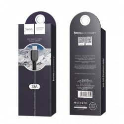 Hoco USB A 2.0 Cable Male To Type C Male Black 3m Fast Charging Καλώδιο Φόρτισης Μαύρο X20