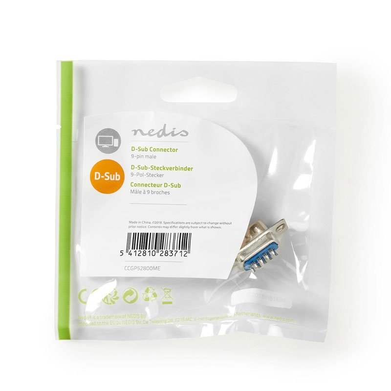 D-Sub Chassis Mount D-Sub 9-Pin Male Metal Βύσμα D-Sub 9pin Αρσενικό NEDIS CCGP52800ME