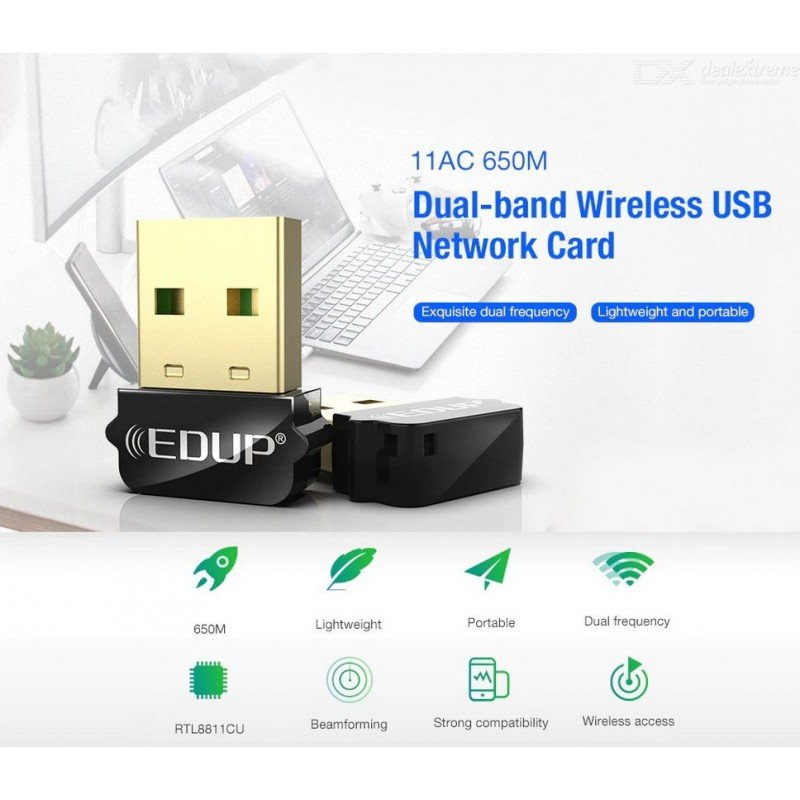 Wireless USB Νano Adapter 650Mbps Dual Band Edup EP-AC1651 Wireless USB Νano Adapter 650Mbps Dual Band Edup EP-AC1651