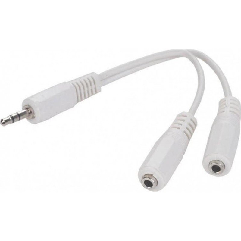 Jack 3.5 Male Stereo To 2 X Jack 3.5 Female Stereo Splitter Sound Cable 0.20m White Διαχωριστής Στερεοφωνικού Καλωδίου GM-CCA415W Jack 3.5 Male Stereo To 2 X Jack 3.5 Female Stereo Splitter Sound Cable 0.20m White Διαχωριστής Στερεοφωνικού Καλωδίου GM-CCA415W