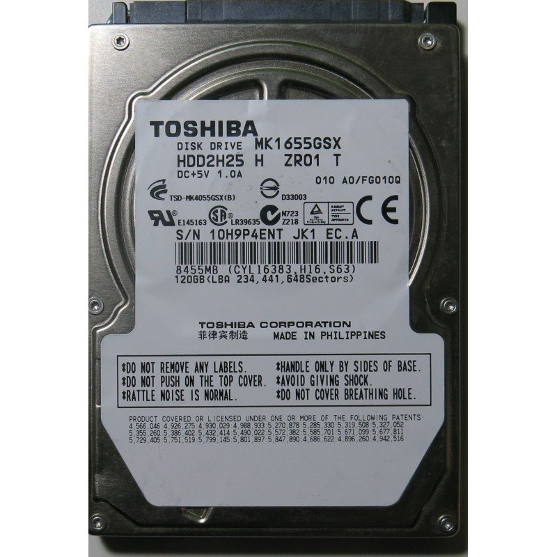 160Gb HARD DISK DRIVE SATA2 2.5 TOSHIBA MK1655GSX ΣΚΛΗΡΟΣ ΔΙΣΚΟΣ ΕΣΩΤΕΡΙΚΟΣ