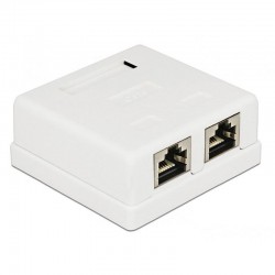 Wall Adapter RJ45 8p8c UTP Cat6 Αυτοκόλλητη Πρίζα Δικτύου 2 Γραμμών Λευκή CAB-N130
