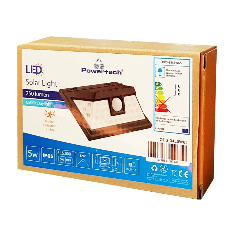 LED Lamp Solar Light 5W Daylight 6500K IP65 Motion Detect Ηλιακό Επαναφορτιζόμενο Φωτιστικό Ανίχνευσης Κίνησης ODS-34L5W65 LED Lamp Solar Light 5W Daylight 6500K IP65 Motion Detect Ηλιακό Επαναφορτιζόμενο Φωτιστικό Ανίχνευσης Κίνησης ODS-34L5W65