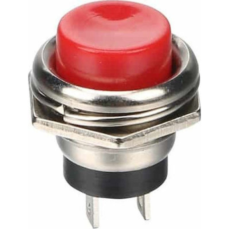 Power Switch Push On PBS-26B Red 2P Metallic Μπουτόν Διακόπτης Τροφοδοσίας Στρογγυλός Κόκκινος Φ16