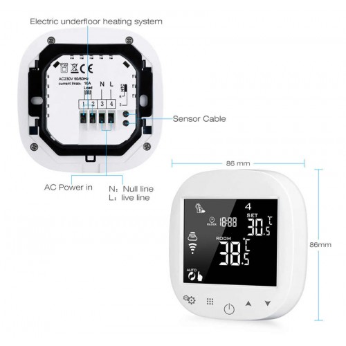 Digital Thermostat Control WiFi White Ασύρματος Ψηφιακός Θερμοστάτης Λευκός PT-786 Digital Thermostat Control WiFi White Ασύρματος Ψηφιακός Θερμοστάτης Λευκός PT-786