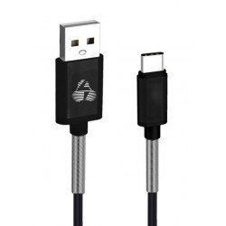 USB A 2.0 Cable Male To Type C Male Black 1m Fast Charging Καλώδιο Φόρτισης Μαύρο PTR-0023