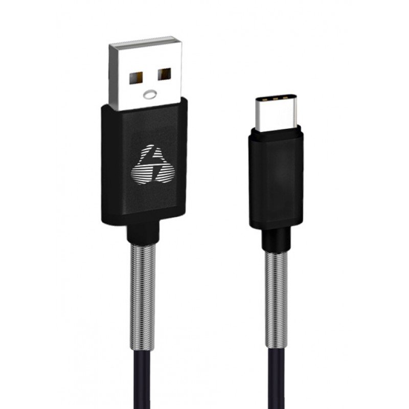 USB A 2.0 Cable Male To Type C Male Black 1m Fast Charging Καλώδιο Φόρτισης Μαύρο PTR-0023