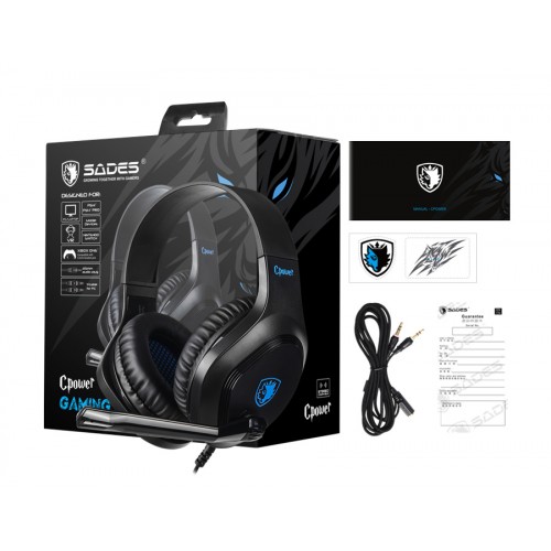 Gaming Headset Sades SA-716BL 40mm Black-Blue Ακουστικά Με Μικρόφωνο Μαύρο-Μπλε Gaming Headset Sades SA-716BL 40mm Black-Blue Ακουστικά Με Μικρόφωνο Μαύρο-Μπλε