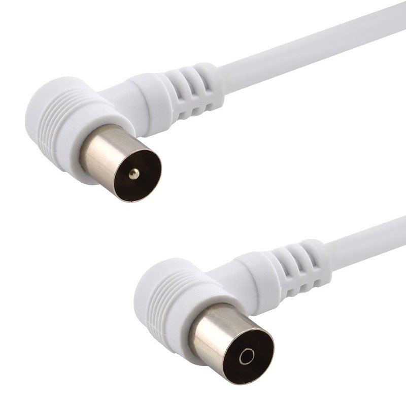 Antenna TV Cable Male To Female Corner White Καλώδιο Κεραίας Λευκό Γωνία 1.5m
