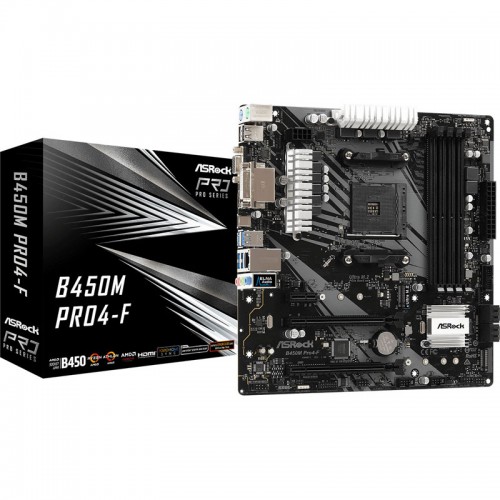 Asrock B450M Pro4-F Motherboard Socket AM4 Micro ATX 4 X DDR4 Asrock B450M Pro4-F Motherboard Socket AM4 Micro ATX 4 X DDR4