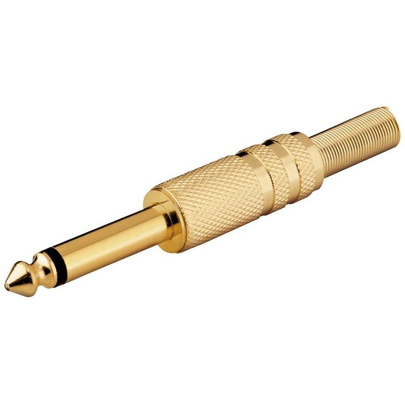 Adapter Jack 6.3 Mono Male Metallic Plug Gold Τελικό Βύσμα Μεταλλικό Επίχρυσο Μονοφωνικό Ήχου LZ414G