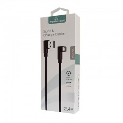 Καλώδιο 90 Μοιρών USB Σε Micro USB Cable Game 90 Copper 1m Μαύρο Powertech PTR-0042