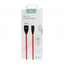 Καλώδιο USB Σε Micro USB Cable Alu Copper 1m Κόκκινο Powertech PTR-0011